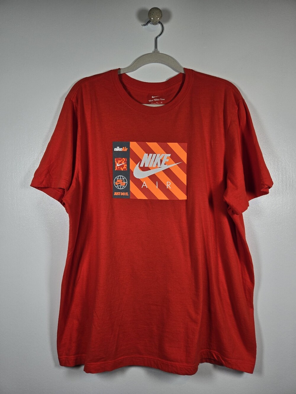 Nike Air Just Do It Logo Bright Orange Cotton Graphic Tee T-Shirt Mens Size XL